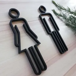 Placas decorativas de acrílico símbolo de vaso sanitário adesivo com suporte adesivo para porta de banheiro para El Office Home Restaurant