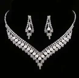 Feis lüks elmas taklidi inci çok katmanlı içi boş out gelin moda aksesuarları düğün kolye ve küpeler set50609081366965