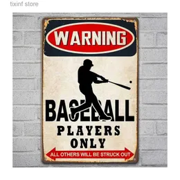 Metal Painting 1pc Baseball Decor Warning Baseball Players All Others Will Be Struck Out for Boys Room Poster for Art metal tin sign 12* 8 T240309