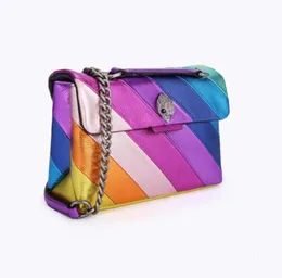 Kurt Geiger Deigner BagミディアムサイズKensington Leal Reather Handbag Rainbow Micro Fiber Eagle Head Luxury Cross Body Purse with Fuly Fashion Bag466