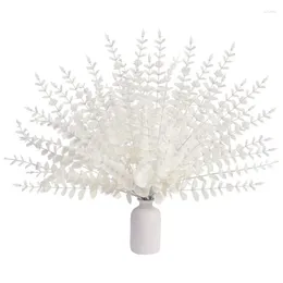 Estatuetas decorativas brancas de eucalipto artificial, hastes 36 peças, ramos falsos, folhas para arranjo floral, decoração de buquê de casamento