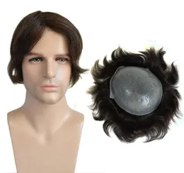 Nytt hårsystem med män hårstycken tunn hudbas Toupee olika färger6510433