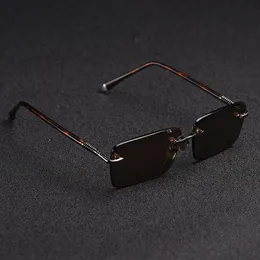 Helzerosun glas solglasögon manliga kantfria solglasögon för män brun lins anti skrap varumärke designer vintage eyewear287q