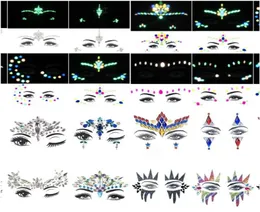 6PCS Temporary Rhinestone Glitter Tattoo Stickers Face Jewels Gems Festival Party Makeup Body Jewels Flash Face Crystal Stick6650548