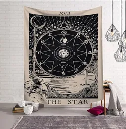 Sun Moon Star Astrology Tapestry retro starożytna europejska ściana wisząca tapiz diabeł sprawiedliwość Ouija namiot mural boho dekoracja 235M6030135