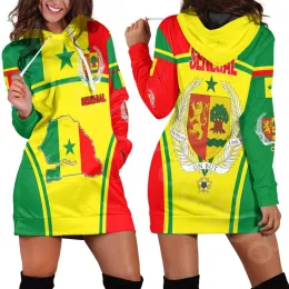 Sukienki jesienne zima damska bluza z kapturem Slim Sexy Bluza sukienka Afryka Kobieta Senegal Flag Flag Sukienka z kapturem