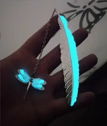 Kawaii srebrne metalowe zakładki z piórkami Luminous Dragonfly Butterfly zakładki do książek biurowe artykuły papiernicze prezenty szkolne 3984353