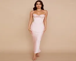 Casual Dresses Double Layer Satin Bodycon Kleid Frauen Party 2021 White House of CB Celebrity Evening Club8158666