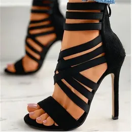 Skor för kvinnor Summer Pump High Heel Sandals Zipper Fashion Heels Sexiga damer plus storlek 3543 240301