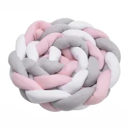 Baby Crib Bumper Knotted Braided Plush Nursery Cradle Decor Newborn Gift Pillow Cushion Junior Bed Sleep Bumper 2 Meters Whi2809