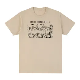 티셔츠 연속 실험 Lain Tshirt Haruku Streetwear Manga Cotton Men T 셔츠 New Tee Tshirt Womens Tops