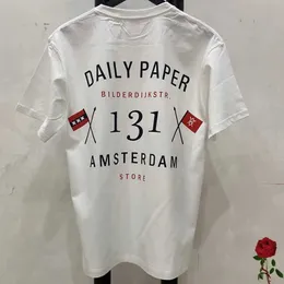 Kadın T-Shirt Erkekler Vintage American Street Giyim Günlük Kağıt T-Shirt Mektup Baskılı Yuvarlak Boyun Üstü Günlük Kağıt Giyim J240309