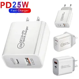 25W PDタイプUSB C QC3.0デュアルポートクイック充電器PD 20WタイプC USB QC 3.0 iPhone Samsung用高速充電トラベルアダプター