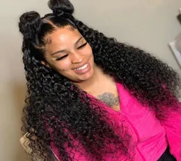 Deep Curly hair Frontal with Bundles Peruvian Deepwave pieces 16 18 20 and 16inch pineapple Wave Closure 3 Bundels4045105