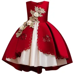 Vestidos novos 2022 vestidos de festa elegantes para casamentos meninas tule rosa manga bufante princesa vestido de baile fantasia de natal para crianças 3 5 8 anos