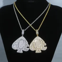 Цепи Iced Out Bling ПОЛНЫЙ CZ Асфальтированная буква A C E Выгравированное сердце Подвеска Ожерелье с длинной веревочной цепью для мужчин Женщин Панк Jewelry305v