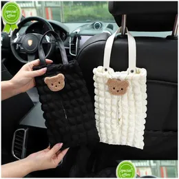 Other Interior Accessories New Cute Cartoon Bear Car Tissue Box Seat Headrest Hanging Paper Tower Holder Organizer Styling Interior Ac Dhmjn