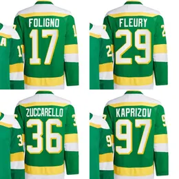 남자 97 Kirill Kaprizov 36 Mats Zuccarello 2024 29 Marc-Andre Fleury 17 Marcus Foligno 14 Joel Eriksson EK 미네소타 하키 저지 스티치 S-3XL