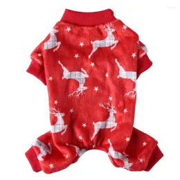 Vestuário para cães Natal Elk Print Pet Pijama para Cães Soft Warm Fleece Macacão Leve Filhote de Cachorro Pulôver