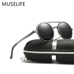 MUSELIFE Marke Aluminium Magnesium polarisierte Sonnenbrille Sonnenbrille Herren Runde Fahren Punk Brille Schatten Oculus Masculino Y2212O