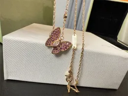 Designer-Halskette mit zwei Schmetterlingen für Damen, klassische Seilkette, Moissanit-Anhänger, Collier-Schmuck, Luxus-Halsketten für Damen, trendig, zl133 F4