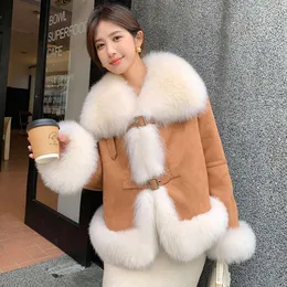 2023 Winter New Fox Grass Coat Women’s Short Down Inner Tank Pie تتغلب على نمط الشباب على غرار الجلود وتكامل الفراء 672829