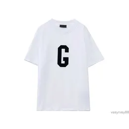 24SS 디자이너 T 셔츠 가슴 편지 라미네이트 프린트 짧은 슬리브 하이 스트리트 느슨한 캐주얼 TSHIRT 100 순수한면 상단 ESS 패션 Essentail Hood Tshi Tio2