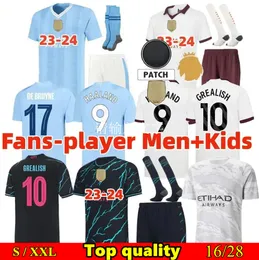 23 24 Haaland 축구 저지 Dragon Grealish Football Shirt Mans Cities Alvarez 팬 플레이어 버전 De Bruyne Foden 2023 2024 New Year Uniform Kids Kit 세트