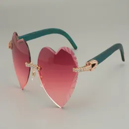 -Pludzkie wysokiej jakości grawerowanie w kształcie serca okulary przeciwsłoneczne Diamentowy naturalny niebieski kolor drewniane okulary przeciwsłoneczne 8300686-A Rozmiar 5240Q