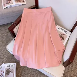 Plus Size 155Kg Womens Summer Loose A-Line Pleated Skirt 5XL 6XL 7XL 8XL 9XL 10XL High Waist Temperament Skirt pink Apricot 240306