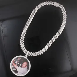 Anpassade smycken Foto Memory Medallions Picture Pendant Neckor Hip Hop Bling smycken Set Cz Cubic Zirconia Diamond Necklace