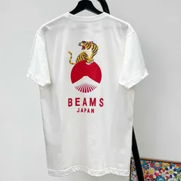 Kadın T-Shirt Yüksek Kaliteli Kaplan Montaj Baskı Kirişleri Japonya T-Shirt Yumuşak Rahat Mürettebat Boyun Üstleri Unisex Tüm Eşleştirme Kirişleri Tees J240309