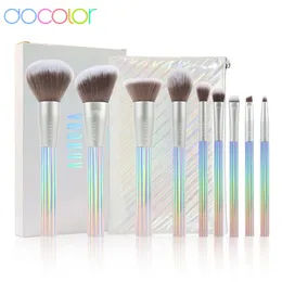 Docolor 9Pcs Eyeshadow Foundation Makeup Brush Women Cosmetic Powder Face Blush Blending Beauty Make Up Beauty Tool With Bag 240301