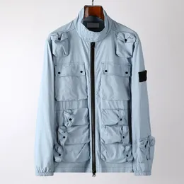 24FW 브랜드 고품질 디자이너 Mens Stones Jackets 레저 클래식 배지 다중 포켓 Denim Island Jacket