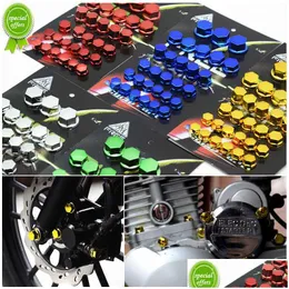 Wheel Bolt & Nut New 30Pcs Motorcycle Screw Decoration Er Plating Cap Colored Nut Accessories For Car Motor Scooters Electric Drop Del Dhxav