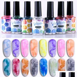 Nail Polish 12 Colors Nail Polish Marble Pattern Pink Smudge Liquid Gradient Long Lasting Blooming Gel Drop Delivery Health Beauty Nai Dhcuz