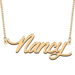 ナンシーネームネックレスカスタムネームプレート女性用の女の子の誕生日ギフトキッズベストフレンドジュエリー18Kゴールドメッキステンレス鋼
