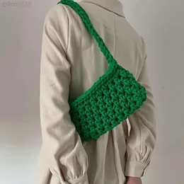 Verão de luxo algodão malha corda tecido à mão mini bolsa ombro quadrado personalizado simples diy crochê material axila embreagem