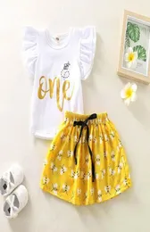 2020 mode söta nyfödda spädbarnsbarn set flicka 1: a födelsedagstoppar tshirt tutu kjol klänning prinsessan kläder storlek 024m2616353