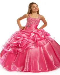 الملائكة المثالية 1417 Pink Little Girls Pageantes الترتر زهرة فتاة الفساتين كرة ثوب الأطفال فستان مهرجان 99922236