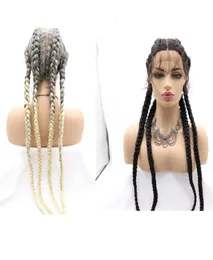 Syntetiska peruker melodi 30 tum cornrow flätad värmemotstånd front peruk för svarta kvinnor cosplay blond glueless box braid2777128484402