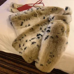 Päls lyxig faux mink päls leopard bomber jacka tjock gradient imitation räv päls prickar tryckt päls purry cardigan parka toppar abrigos