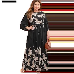 Urban Sexy Dresses Middle East Muslim Plus Size Fashion Hot New Arab Dubai Womens Clothing Fashion Plus Size Print Dress Long Dress Saudi Malaysia L240309