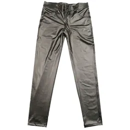 Casual Leather Pants Thin Matte Light Faux Stretch Tight Leg Stage Man Pencil Trousers 240309