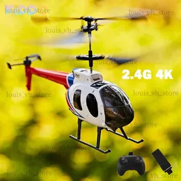 Elektrik/RC Uçak RC Helikopter Askeri 4Ch LED Işıklar 4K Kamera Yükseklik Yetişkinler için Uzaktan Kumandalı Helikopteri Bekletme Doğum Günü Hediyeler Toys Toys T240309