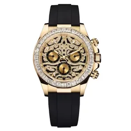 Orologio Diamond Watch Mens Automatiska mekaniska klockor 41mm kalender 904L rostfritt stål diamant ram vattentät lysande guldklocka Montre de luxe