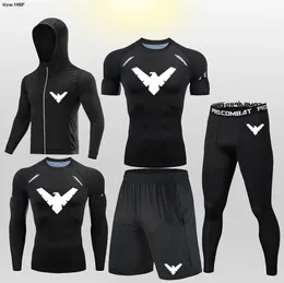 Nightwing Men Tracksuit T Shirtpants Suit Mens Długie rękawowe Zestawy Kreskowania