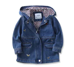 Moda Ragazza Giacca Jeans Bambini Farfalle Giacca con cappuccio Capispalla Primavera Autunno Cappotto bambino Giacche lunghe in denim per ragazza 311 anni L5353767