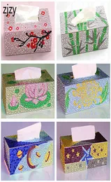 2020 malarstwo diamentów 5D DIY Roll Tissue Box Drewno Pudełko do przechowywania Specjalne kształt Rhinestone Diamond Cross Cross Prezent Nowy rok C11233095559569