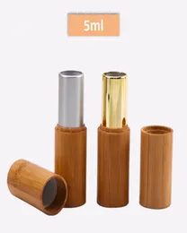 5ml bambu natural vazio recipiente de bálsamo labial tubo embalagem cosmética prata cor dourada tubo de batom artesanal diy suprimentos de beleza 4736096